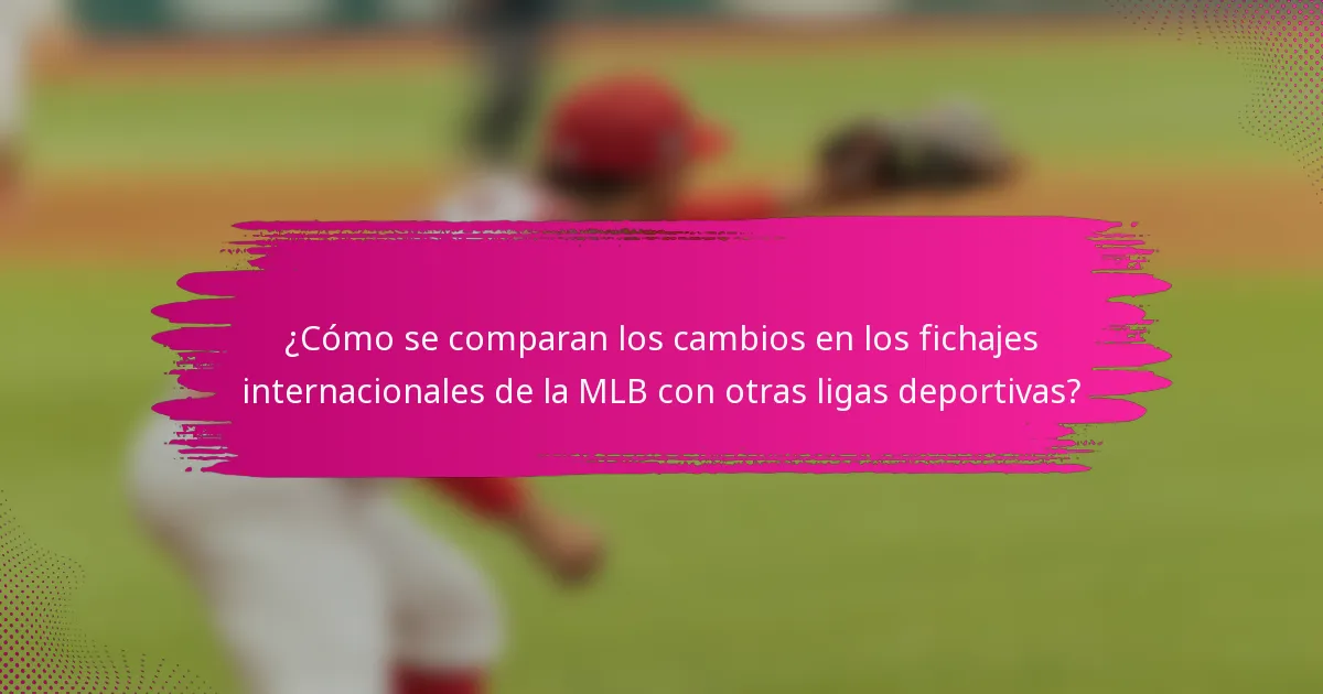 ¿Cómo se comparan los cambios en los fichajes internacionales de la MLB con otras ligas deportivas?
