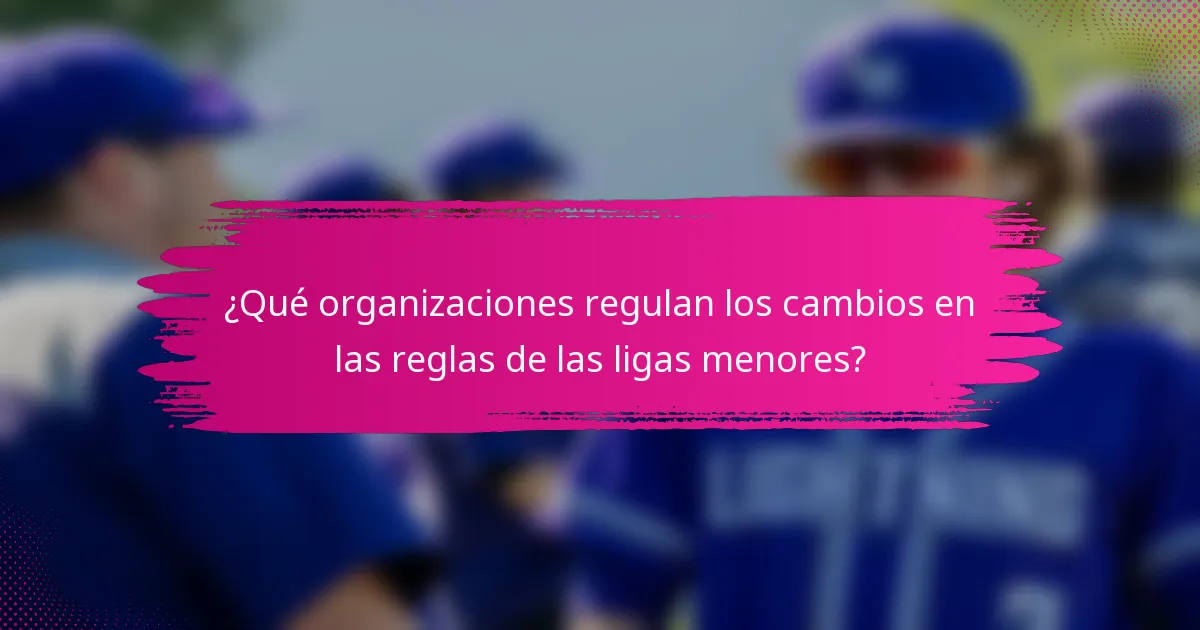 ¿Qué organizaciones regulan los cambios en las reglas de las ligas menores?